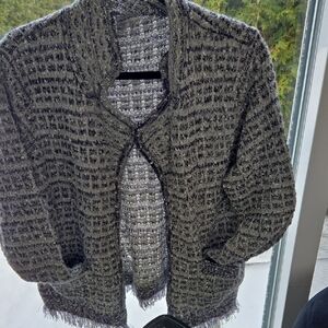 Chic Black and Gray Women's Cardigan